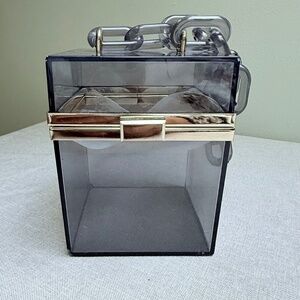 Clear Acrylic Lucite Box Purse Handbag With Chain Stadiums Games Concerts Events